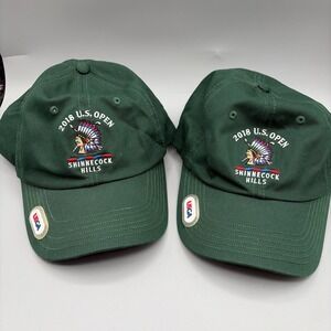 USGA US Open Shinnecock Hills Golf Hat Men Adjustable Green 2018 Member Lot of 2